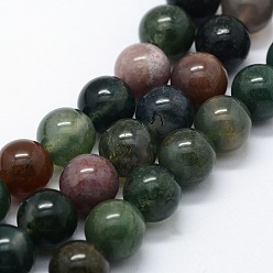 Indian Agate Natural Indian Agate Beads Strands, Round, 10mm, Hole: 1mm, about 37pcs/strand,  14.76 inch(37.5cm)