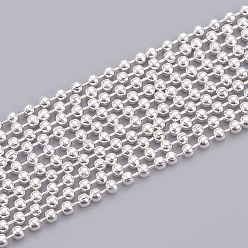 Серебро Железный шар бусинка цепи, пайки, серебряный цвет гальваническим, 1.5 мм