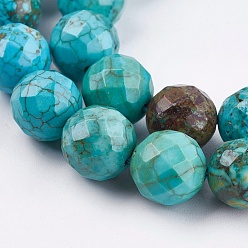 Howlite Dyed & Heated Natural Magnesite Beads Strands, Faceted, Round, 10mm, Hole: 1mm, about 40pcs/strand, 16.1 inch(41cm)