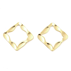 Real 18K Gold Plated Brass Linking Rings, Irregular Wavy Rhombus Connectors, Real 18K Gold Plated, 13x13x1mm