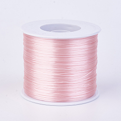 Pink Cuerda de cristal elástica plana, hilo de cuentas elástico, para hacer la pulsera elástica, rosa, 0.7 mm, aproximadamente 546.8 yardas (500 m) / rollo