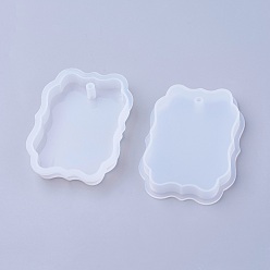 Blanc Moules en silicone pendant, moules de résine, pour la résine UV, fabrication de bijoux en résine époxy, blanc, Taille intérieure: 7.3x5.3x1.2cm, trou: 0.5 cm