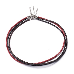 Mixed Color Braided Waxed Polyester Cord Necklaces Making, with 304 Stainless Steel Lobster Claw Clasps, Stainless Steel Color, Mixed Color, 18-3/4 inch(47.5cm)