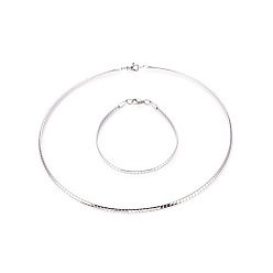Stainless Steel Color 304 Stainless Steel Choker Necklaces and Bangles Jewelry Sets, with Lobster Claw Clasps, Stainless Steel Color, 8-1/8 inch(20.5cm), 17.7 inch(45cm), 4mm
