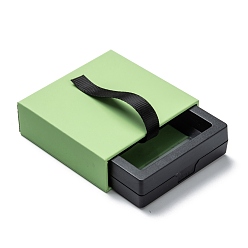 Verde Claro Soportes de exhibición de la joyería de la suspensión de la película delgada transparente del pe cuadrado, con cinta de poliéster y caja exterior de papel, para anillo, collar, pulsera, pendiente, almacenamiento, verde claro, 7x7x2 cm