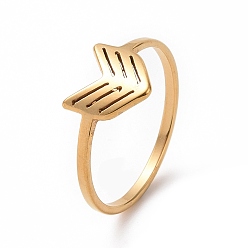 Золотой Ионное покрытие (ip) 201 кольцо со стрелками из нержавеющей стали для женщин, золотые, размер США 6 1/2 (16.9 мм)