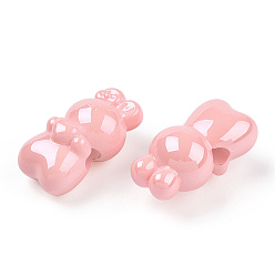 Pink Opaque Acrylic Beads, Rabbit, Pink, 23x12x11.5mm, Hole: 3mm