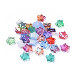 Mixed Color Electroplate Czech Glass Beads, AB Color Plated, Star, Mixed Color, 12x12x4.5mm, Hole: 0.9mm, about 117pcs~123pcs/bag