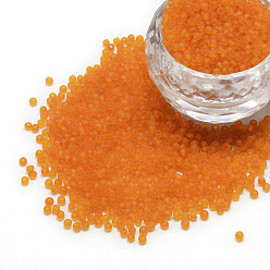 Naranja Oscura 12/0 calificar unas cuentas redondas de semillas de vidrio, estilo esmerilado transparente, naranja oscuro, 2x1.5 mm, agujero: 0.8 mm, 30000 unidades / bolsa