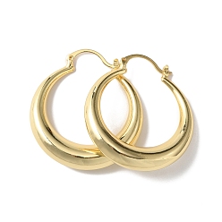 Real 18K Gold Plated Brass Hoop Earrings for Woman, Real 18K Gold Plated, 43x39x8mm, Pin: 1~1.5x0.6mm