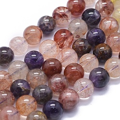 Quartz Rutilated Naturelles quartz rutile brins de perles, ronde, 10mm, Trou: 1mm, Environ 38 pcs/chapelet, 15.3 pouce (39 cm)