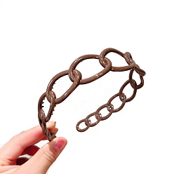 Saddle Brown Plastic Curb Chains Shape Hair Bands, Wide Hair Accessories for Women, Saddle Brown, 120mm