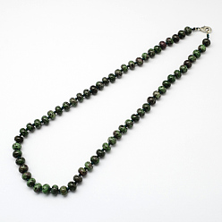 Rubis Zoïsite Colliers mode de perles de pierres précieuses, avec fermoirs mousqueton en alliage de zinc plaqué platine, rubis zoisite, 18.5 pouce