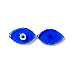 Blue Handmade Evil Eye Lampwork Cabochons, Horse Eye, Blue, 21~22x13~13.5x3.5mm