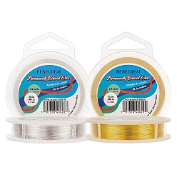 Golden & Silver Round Copper Craft Wire, Golden & Silver, 32 Gauge, 0.2mm, about 160m/roll, 2 colors, 1roll/color, 2rolls/set