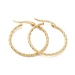 Golden Vacuum Plating 201 Stainless Steel Twist Rope Hoop Earrings with 304 Stainless Steel Pins for Women, Golden, 29.5x2mm, Pin: 0.6mm