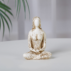Floral White Resin Yoga Woman Prayer Statue, Fengshui Meditation Sculpture Home Decoration, Floral White, 36x56x80mm