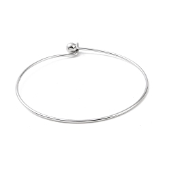 Stainless Steel Color Screw End Ball 304 Stainless Steel Wire Bangle, Torque Bangle for Women, Stainless Steel Color, Inner Diameter: 2-1/2 inch(6.2cm)
