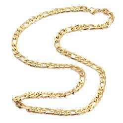 Golden Vacuum Plating 304 Stainless Steel Figaro Chain Necklaces, with Lobster Claw Clasps, Golden, 21.65 inch(55cm)