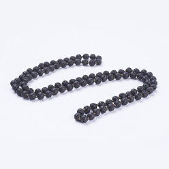 Lava Rock Natural Lava Rock Beaded Necklaces, Round, 36 inch(91.44cm)