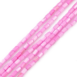 Deep Pink Natural Freshwater Shell Dyed Beads Strands, Column, Deep Pink, 4.8x3mm, Hole: 0.8mm, about 78pcs/strand, 14.96''(38cm)