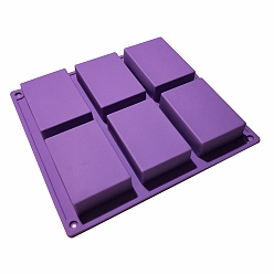 Фиолетовый Силиконовые формы для мыла своими руками, для мыловарения своими руками, 6 полости, прямоугольные, фиолетовые, 226x207x28 мм, внутренний диаметр: 80x55x25 мм