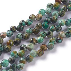 African Turquoise(Jasper) Natural African Turquoise(Jasper)  Beads Strands, Top Drilled, Faceted, Teardrop, 4~5mm, Hole: 0.9mm, about 86pcs/strand, 16.54 inch(42cm)