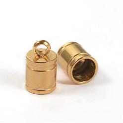 Golden Ion Plating(IP) 304 Stainless Steel Cord Ends, End Caps, Golden, 10x6mm, Hole: 2mm, Inner Diameter: 5mm