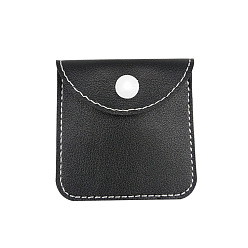Black Square PU Leather Jewelry Pouches, Jewelry Gift Bags with Snap Button, for Ring Necklace Earring, Black, 7x7cm