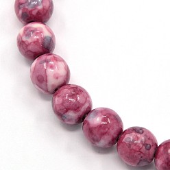 Indian Red Synthetic Ocean White Jade Beads Strands, Dyed, Round, Indian Red, 8mm, Hole: 1mm, about 52pcs/strand, 15.35 inch