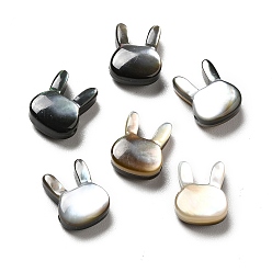 Black Natural Black Lip Shell Beads, Rabbit, Black, 9x7x3.5mm, Hole: 0.8mm