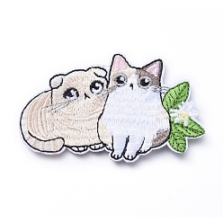 Colorful Computerized Embroidery Cloth Iron on/Sew on Patches, Costume Accessories, Appliques, Cat Shape, Colorful, 49x77x2mm