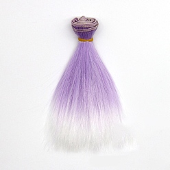 Lila Fibra de alta temperatura pelo largo y recto peinado ombre muñeca peluca, para diy girl bjd makings accesorios, lila, 5.91 pulgada (15 cm)