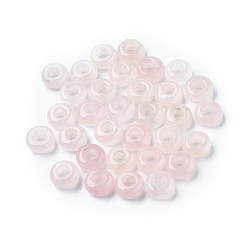 Quartz Rose Naturel a augmenté de perles européennes de quartz, Perles avec un grand trou   , rondelle, 12x6mm, Trou: 5mm