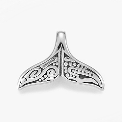 Antique Silver 304 Stainless Steel Pendants, Whale Tail Shape, Antique Silver, 17x25x7mm, Hole: 3.5x6mm