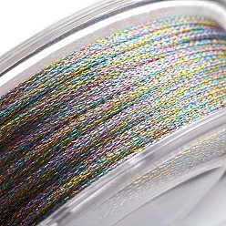 Colorful Polyester Metallic Thread, Colorful, 1mm, about 32.8 yards(30m)/roll
