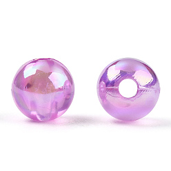 Orchid Transparent Acrylic Beads, AB Colors Plated, Round, Orchid, 6mm, Hole: 1.8mm, about 4800pcs/500g