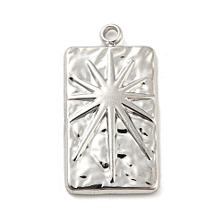 Stainless Steel Color 304 Stainless Steel Pendants, Rectangle with Star Charm, Stainless Steel Color, 26x13.5x2.5mm, Hole: 2mm