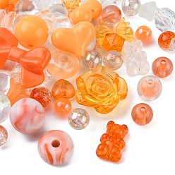 Sandy Brown Opaque & Transparent Acrylic Beads, Mixed Shapes, Sandy Brown, 7.5~33x7.5~43.5x4.5~16mm, Hole: 1.2~4mm, about 50g/bag