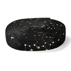 Черный Двусторонняя бархатная лента из полиэстера, для подарочной упаковки и украшения праздника, звезда картины, чёрные, 1 дюйм (25 мм)