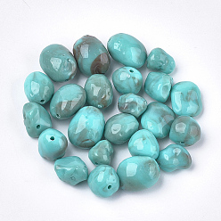 Turquoise Foncé Perles acryliques, style de pierres fines imitation, nuggets, turquoise foncé, 10~18x9~13x7~11mm, Trou: 1.5mm
