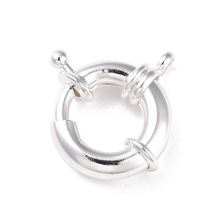 925 Sterling Silver Plated Eco-friendly Brass Spring Ring Clasps, Cadmium Free & Lead Free, Long-Lasting Plated, 925 Sterling Silver Plated, 26x21.5x7.5mm, Hole: 4mm, Inner Diameter: 12mm