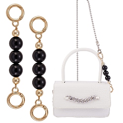 Negro Cadena de extensión de bolsa, con cuentas de plástico abs y anillos de resorte de aleación de oro claro, para accesorios de reemplazo de bolsas, negro, 13.8 cm