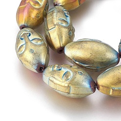 Plaqué Multicolore Galvaniques perles d'hématite synthétique non magnétique brins, tête de bouddha, multi-couleur plaquée, 25.5x15x14mm, Trou: 1.8mm, Environ 15 pcs/chapelet, 15.15 pouce (38.5 cm)