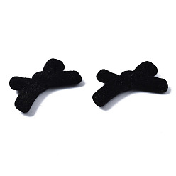 Black Flocky Acrylic Beads, Bowknot, Black, 20x34~35x6.5mm, Hole: 1.2~1.6mm