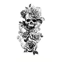 Fleur Autocollants en papier de tatouages temporaires amovibles d'Halloween, noir, fleur, 21x11.4 cm