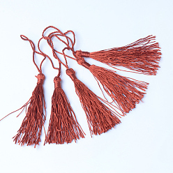 Brun Saddle Décorations polyester pompon, décorations pendantes, selle marron, 130x6 mm, gland: 70~90 mm
