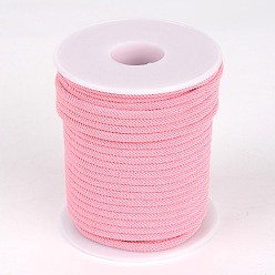 Pink Round Polyester Cords, Pink, 3mm, about 21.87 yards(20m)/roll