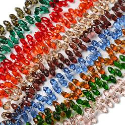 Mixed Color Electroplate Transparent Glass Beads Strands, Half Silver Plated, Faceted, Rondelle, Mixed Color, 6x5mm, Hole: 1mm, about 85~88pcs/strand, 16.1~16.5 inch(41~42cm)