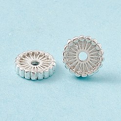925 Sterling Silver Plated Brass Beads, Cadmium Free & Lead Free, Long-Lasting Plated, Flat Round, 925 Sterling Silver Plated, 8x2mm, Hole: 1.5mm